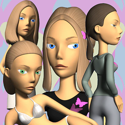 female cartoon character 03 3D Model .c4d .max .obj .3ds .fbx .stl .blend 