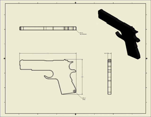 Download 45 pistol bottle opener 3D Model
