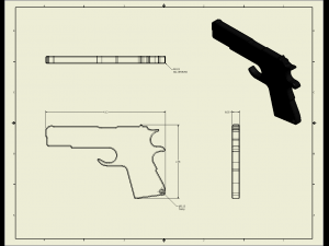 45 pistol bottle opener 3D 프린트 모델