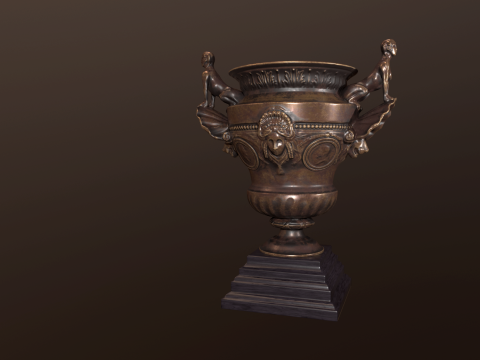 19th Century French Bronze Urn 3Dモデル