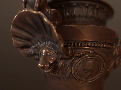 19th Century French Bronze Urn 3D Model