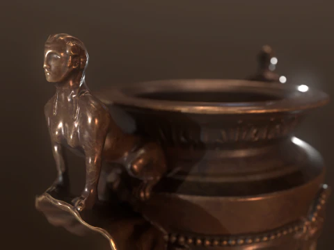 19th Century French Bronze Urn 3D Model
