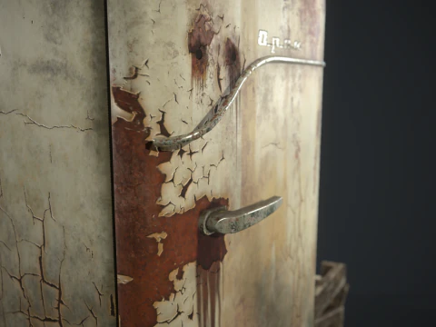 Old fridge with a crate 3D Model