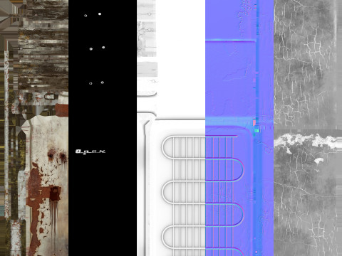 Old fridge with a crate Modèle 3D
