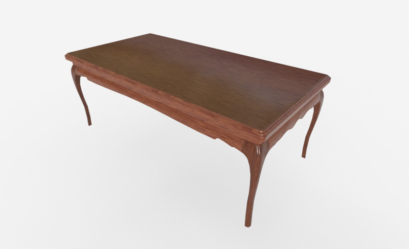 Wooden Table 3D Model .c4d .max .obj .3ds .fbx .stl .blend 