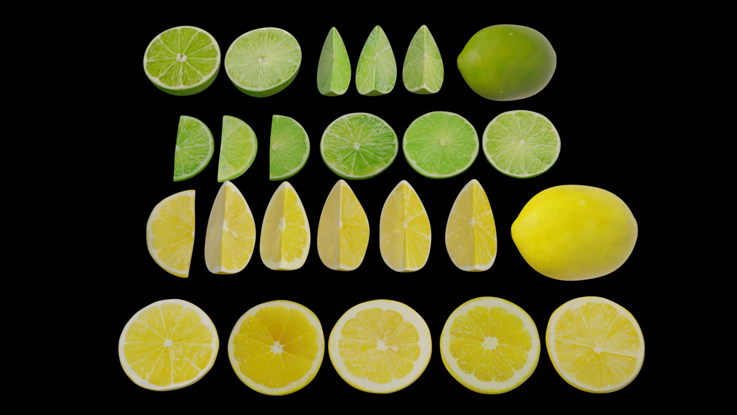 lime and lemon pbr low-poly 3D Model .c4d .max .obj .3ds .fbx .stl .blend 