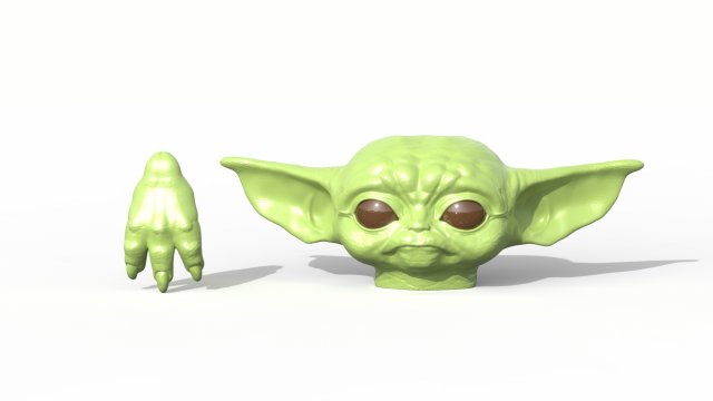 baby yoda doll head and hand 3d print model 3D 프린트 모델 .c4d .max .obj .3ds .fbx .stl .blend 