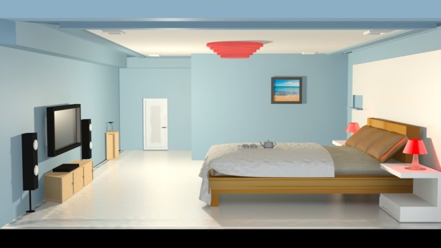 simple bedroom Model 3D .c4d .max .obj .3ds .fbx .stl .blend 