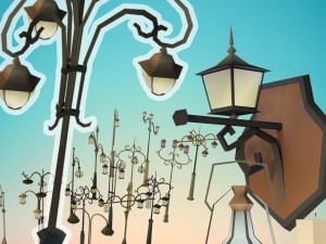 low poly lantern props pack 3D 모델
