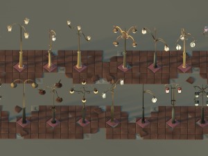 low poly lantern props pack 3D मॉडल