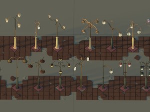 low poly lantern props pack 3D मॉडल