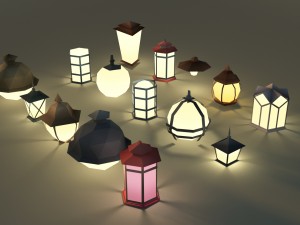 low poly lantern props pack 3D मॉडल
