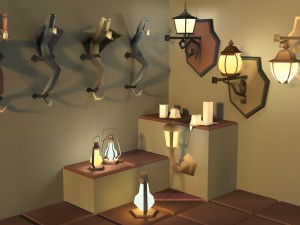 low poly lantern props pack 3D मॉडल