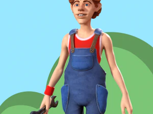 travailleur de dessin anim&eacute; Modèle 3D