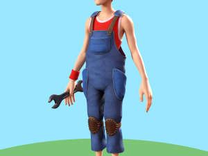 cartoon worker Modello 3D