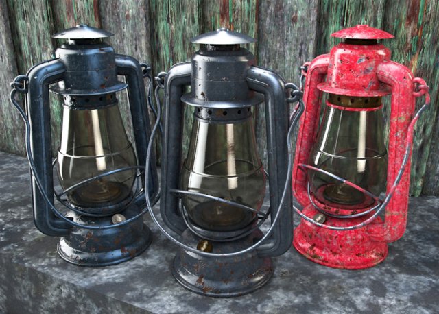old glass kerosene lamp Model 3D .c4d .max .obj .3ds .fbx .stl .blend 
