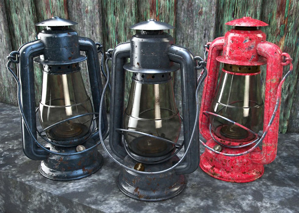 old glass kerosene lamp 3D Model .c4d .max .obj .3ds .fbx .stl .blend 