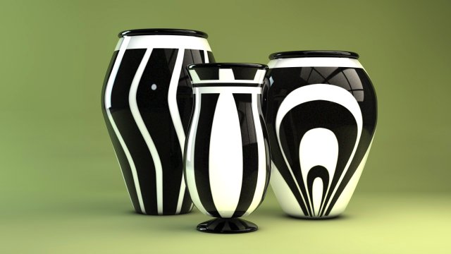 contemporary black white vases 3D Model .c4d .max .obj .3ds .fbx .stl .blend 