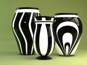 &ccedil;ağdaş siyah beyaz vazolar 3D Model