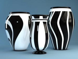 contemporary black white vases 3D Model