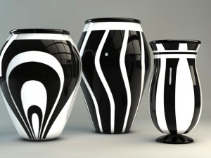 contemporary black white vases 3D Model