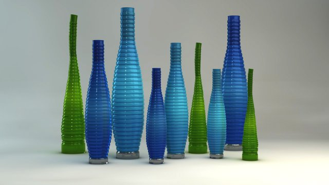 blue designer vases 3D Model .c4d .max .obj .3ds .fbx .stl .blend 