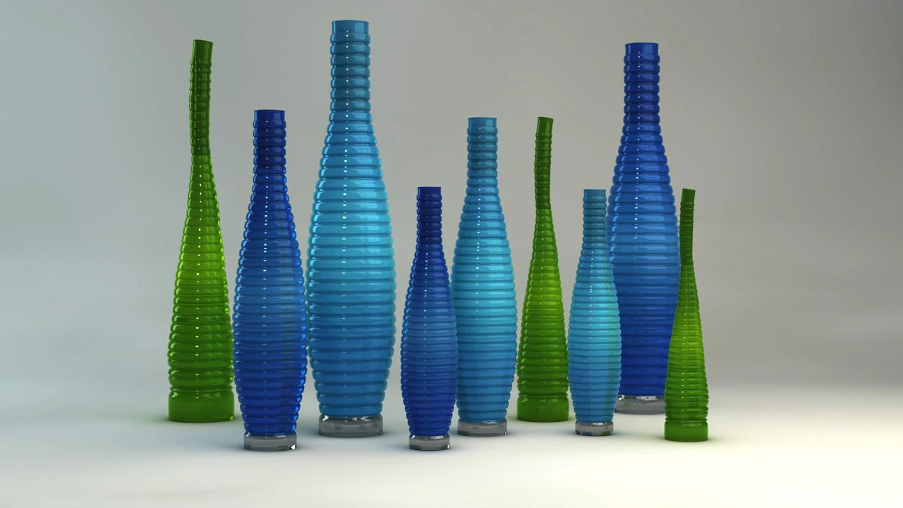 blue designer vases 3D Model .c4d .max .obj .3ds .fbx .stl .blend