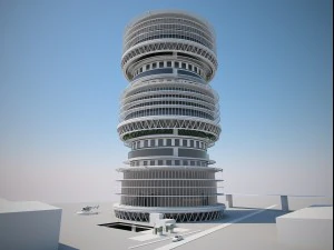 futuristic buildings pack 3D Model