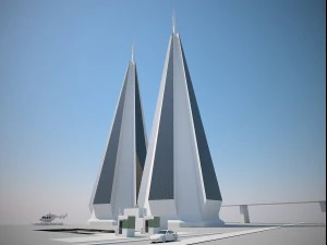 futuristic buildings pack 3D Model