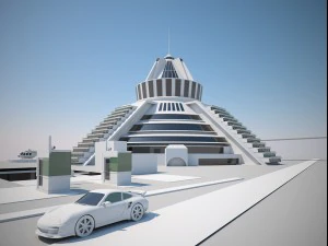 futuristic buildings pack 3D Model