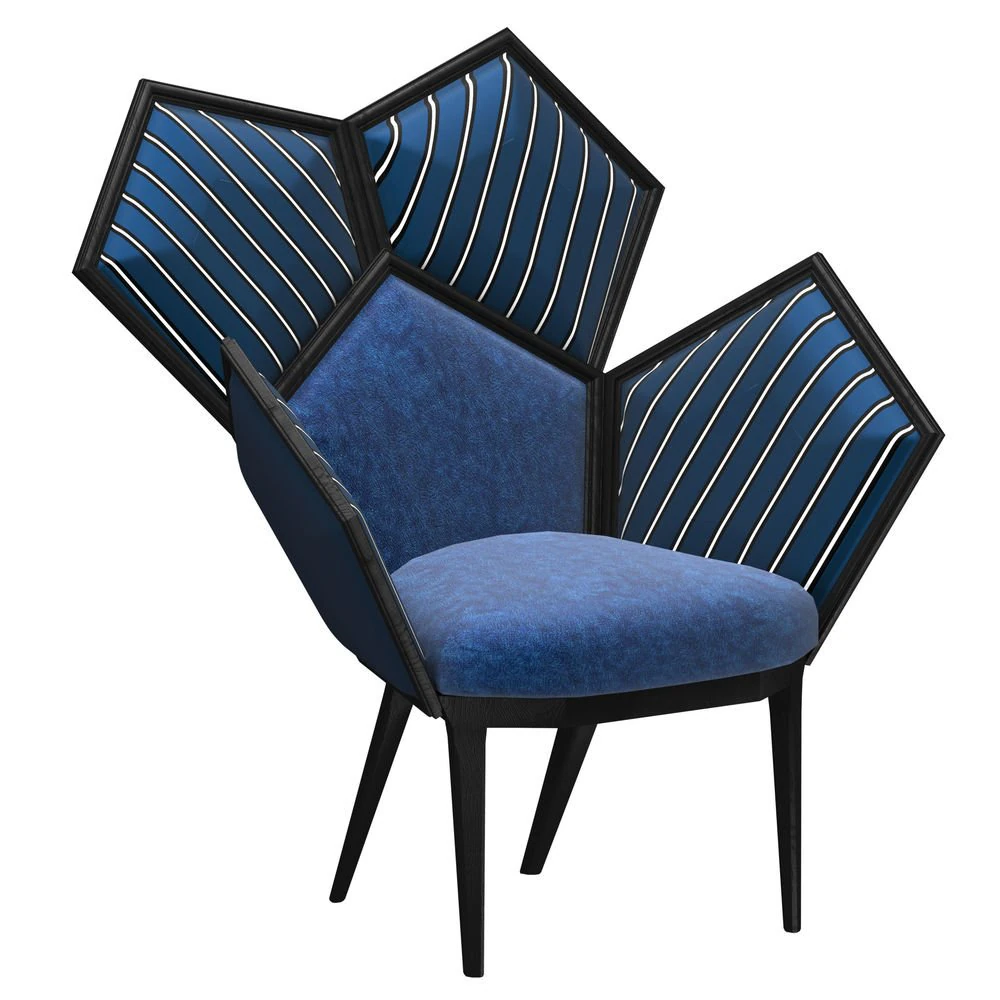 hair lui 5a blue armchair by philippe bestenheider 3D Model .c4d .max .obj .3ds .fbx .stl .blend 