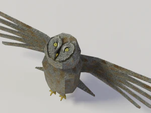 grande gufo grigio Modello 3D