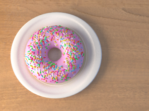 donut on plate 3D 模型