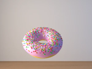 donut on plate 3D Model