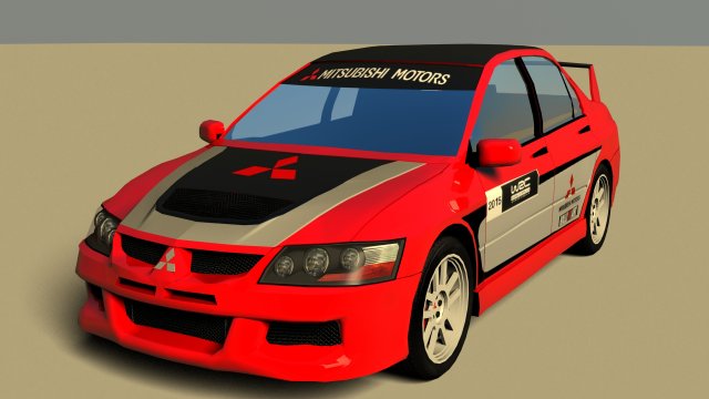Mitsubishi lancer evo8 no interior 3D Model .c4d .max .obj .3ds .fbx .stl .blend 