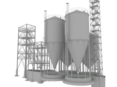 Wieża z silosem na karmę dla zwierząt Model 3D