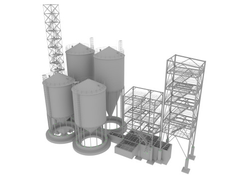 Башта силосного корму для домашніх тварин 3D Модель