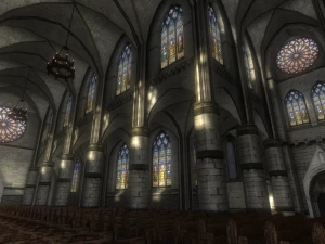 gothic church interior and exterior 3D Model