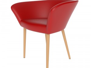 red leather upholstered armchair 3D Model