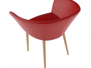 red leather upholstered armchair Modelo 3D