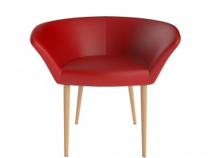 red leather upholstered armchair Modelo 3D