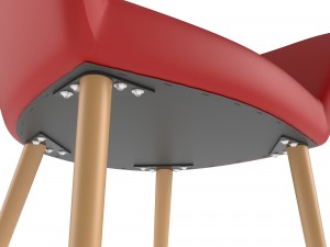 red leather upholstered armchair Modelo 3D