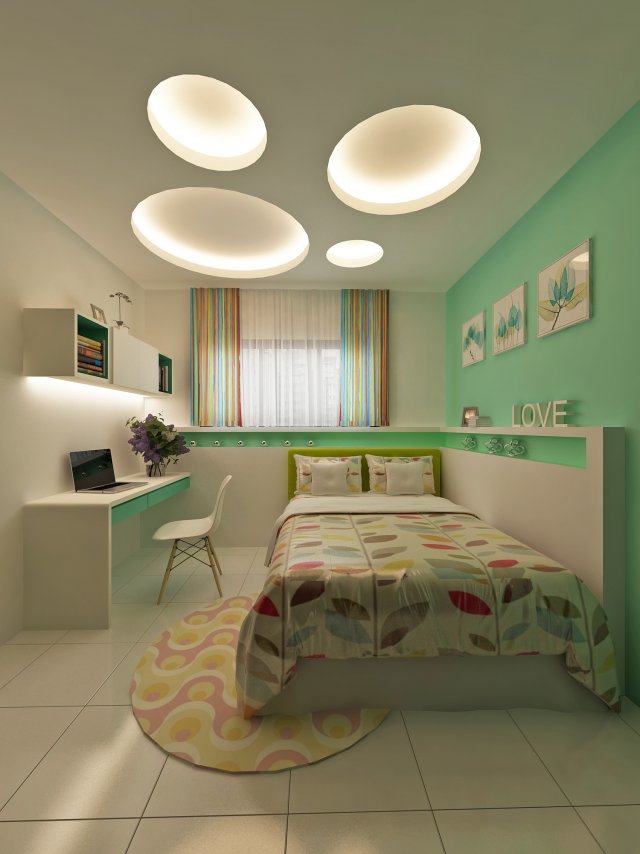 bedroom 2 3D Модель .c4d .max .obj .3ds .fbx .stl .blend 