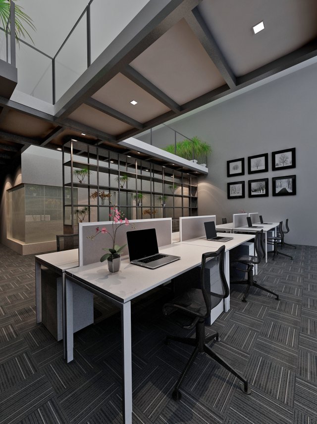 office 3 3D Model .c4d .max .obj .3ds .fbx .stl .blend 