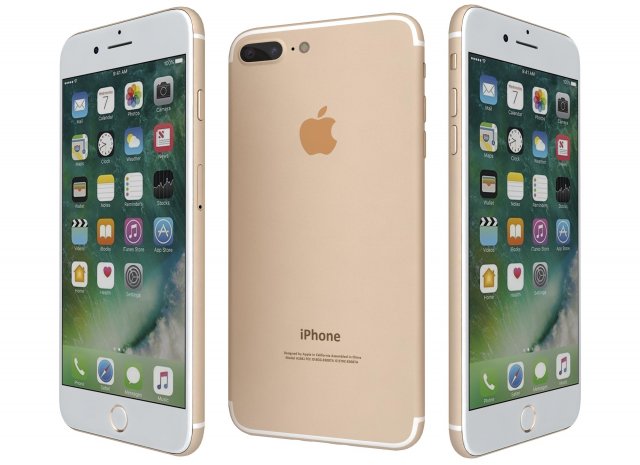 apple iphone 7 plus gold 3D Model .c4d .max .obj .3ds .fbx .stl .blend 