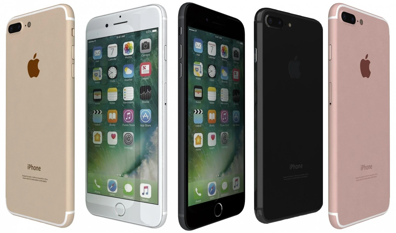 apple iphone 7 plus all colors 3D Model .c4d .max .obj .3ds .fbx .stl .blend 