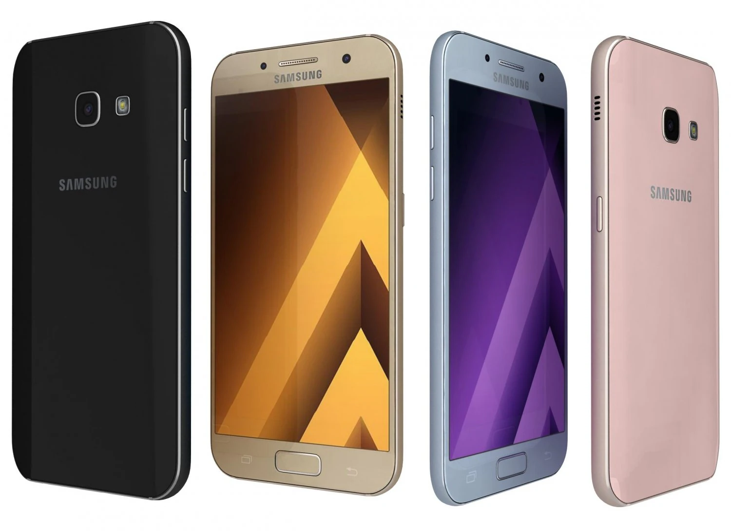 samsung galaxy a3 2017 all colors 3D Model .c4d .max .obj .3ds .fbx .stl .blend 