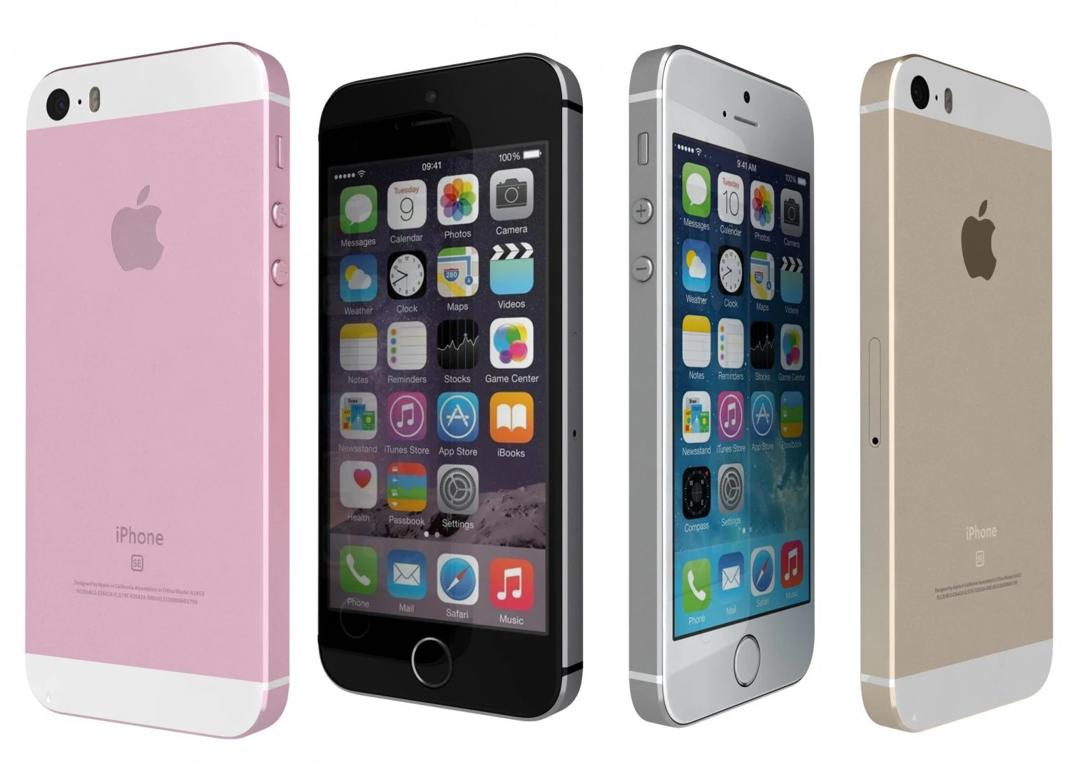 apple iphone se all colors 3D Model .c4d .max .obj .3ds .fbx .stl .blend 