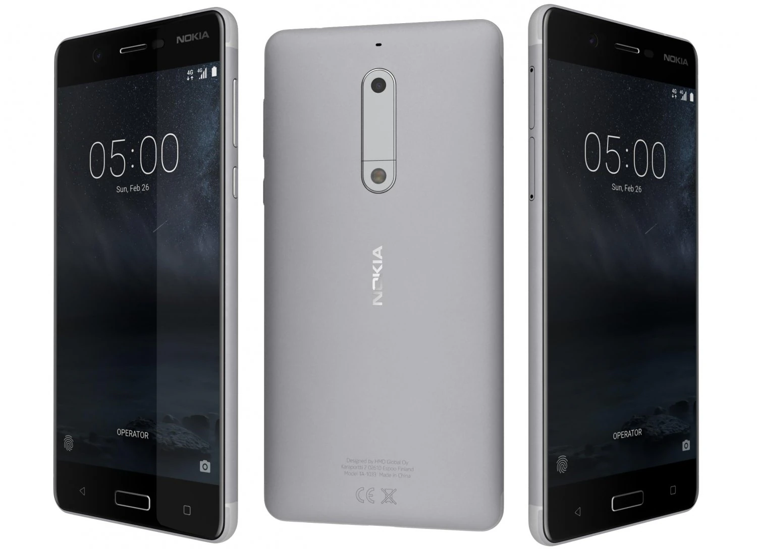 nokia 5 silver 3D Model .c4d .max .obj .3ds .fbx .stl .blend 