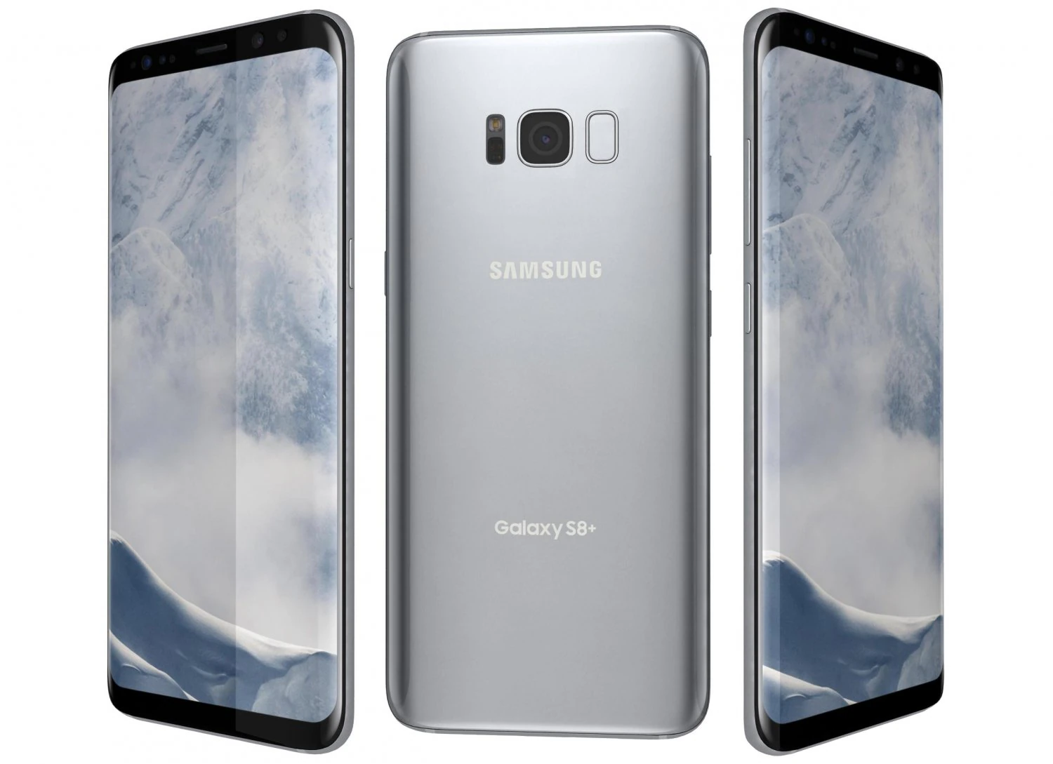 samsung galaxy s8 plus arctic silver 3D Model .c4d .max .obj .3ds .fbx .stl .blend